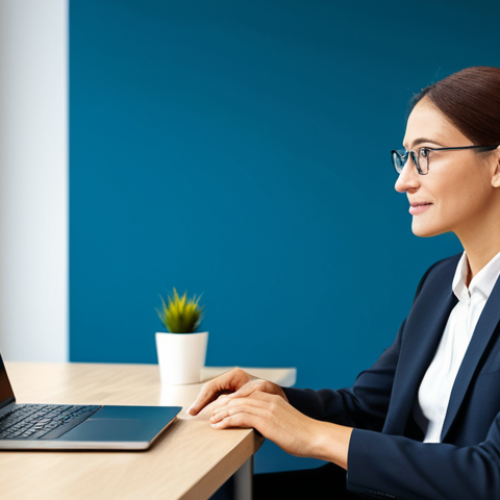 Home 20 A professional career consultant in a modest business suit is engaged in a one-on-one session with a client. They are seated at a clean, modern office desk with a laptop visible, suggesting a subtle integration of technology. The consultant is actively listening with an empathetic and professional expression, and the client appears focused and engaged. The background is a blurred, contemporary office setting with soft, professional lighting. The image emphasizes human connection and guidance in the age of AI. fully clothed, appropriate attire, safe for work, perfect anatomy, correct proportions, natural pose, well-formed hands, proper finger count, natural body proportions, professional photography, high quality, professional dress, modest clothing, family-friendly content.