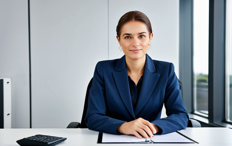 Professional Businesswoman in Office**

"A professional businesswoman in a modest business suit, sitting at a desk in a modern office, fully clothed, appropriate attire, safe for work, perfect anatomy, natural proportions, professional photography, high quality."

**