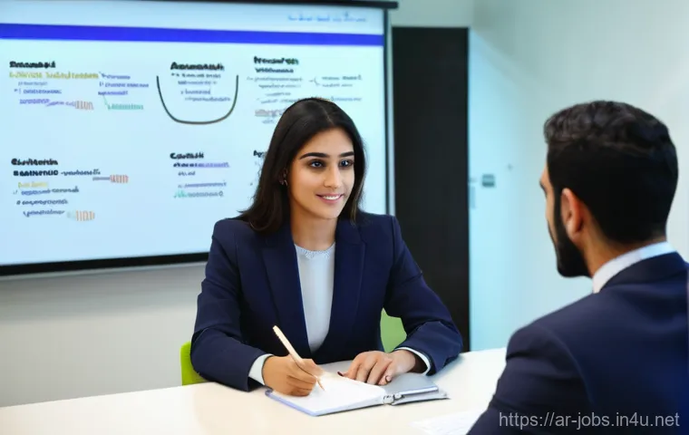 직업상담사 취업 준비 전략 - **Prompt 1: Empowering Career Guidance Session in a Modern Arab Setting**
A vibrant, medium-shot...