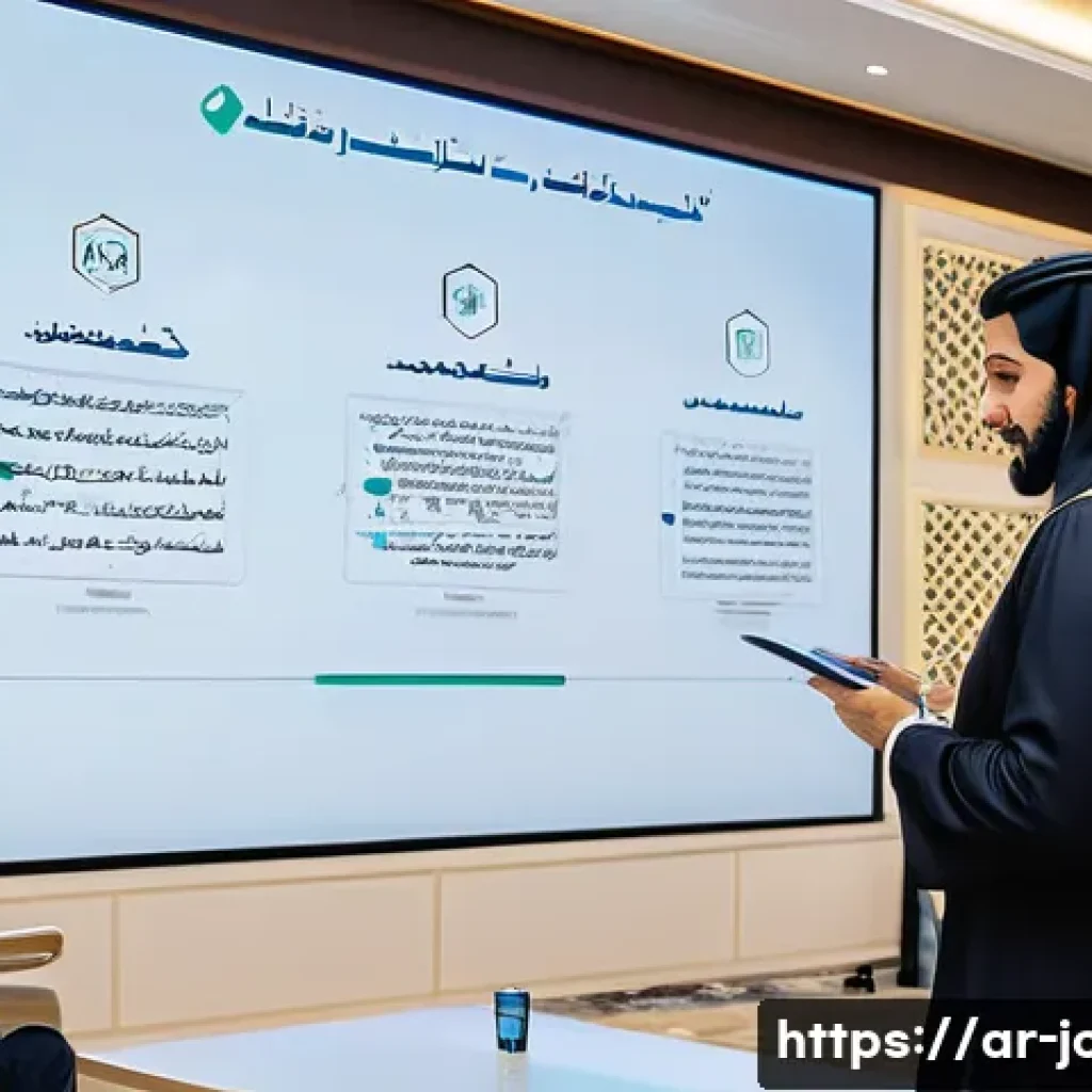 직업상담사 관련 정부 지원 제도 - A professional training workshop scene set in a modern conference room in Riyadh, Saudi Arabia, show...