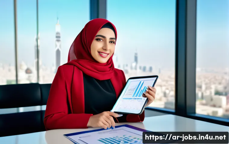 직업상담사 상담 사례집 - A professional Middle Eastern woman in modern modest business attire, sitting confidently in a brigh...