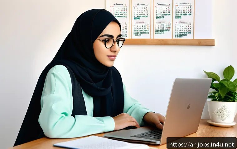 직업상담사 필기시험 준비 노하우 - A focused young Middle Eastern woman studying at a tidy desk in a cozy room decorated with Arabic ca...