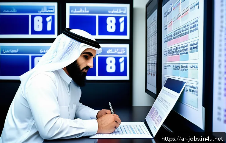 직업상담사와 고용정책 이해 - A professional Middle Eastern recruitment consultant in a modern office setting, attentively reviewi...