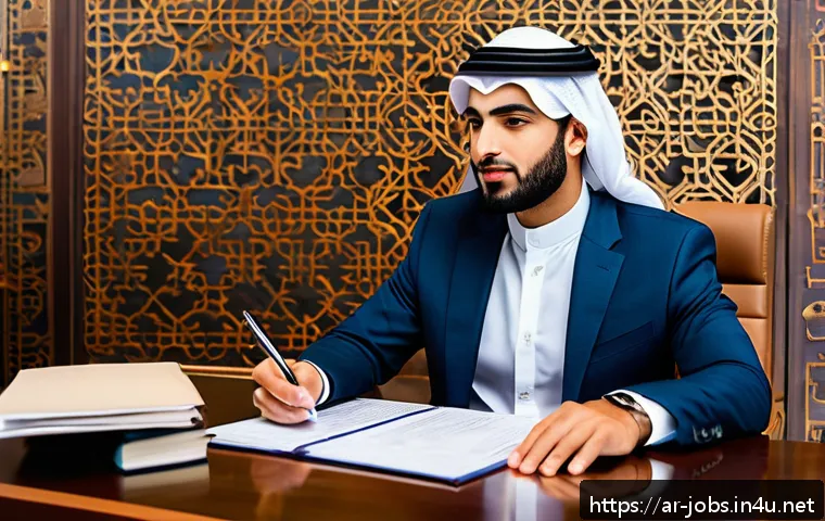 직업상담사 필수 중점과목 - A professional Arabic recruitment consultant conducting a detailed job analysis session in a modern ...