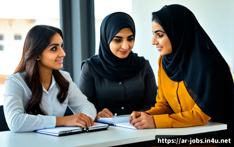 직업상담사 직무 교육 사례 - Photorealistic career counselor training workshop in a modern Middle Eastern community employment ce...